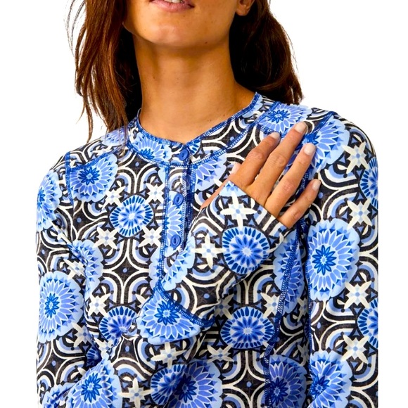Free People- NWOT Henley Fireside Long Sleeve Base layer top in Kaleidoscope - Picture 2 of 6